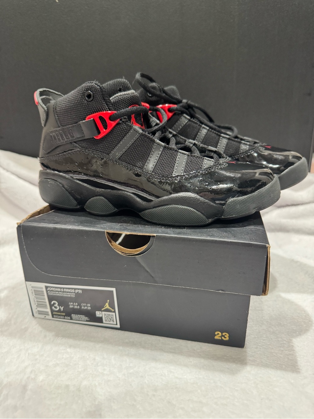Jordan Kids' Black and Red High-Top Sneakers